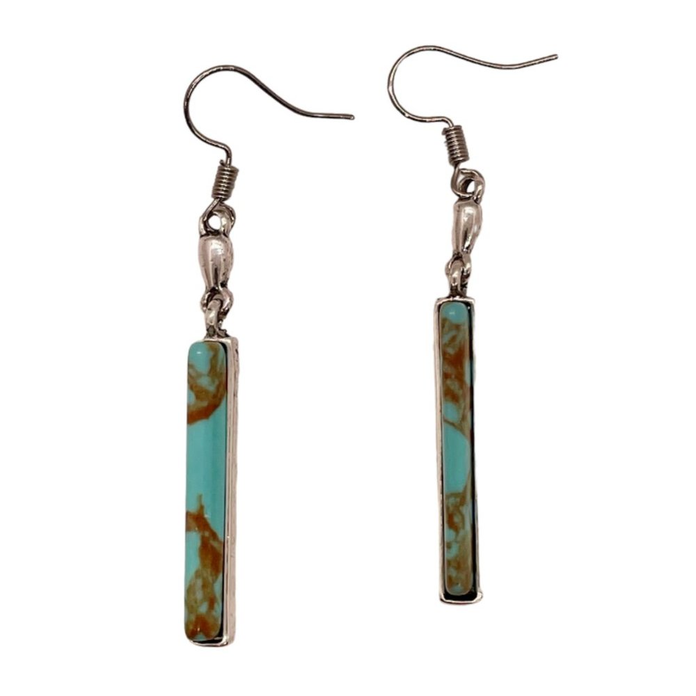 ⭐️❤️ FREE Turquoise Drop Rectangle Chic Glam Hipster Hippie Modern Earrings